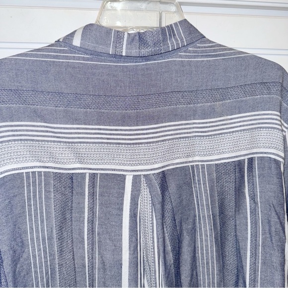 Anthropologie Maeve Shirt Sz Large Blue Chatham Striped Button Down Blouse - Picture 10 of 12